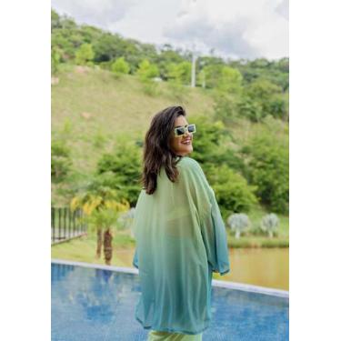 Imagem de Kimono em crepe de seda degradê - Raquel Mendonça Brand, ÚNICO, Azul, 