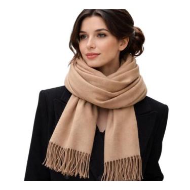 Imagem de Cachecol Echarpe Pashmina Lenço Com Franja 190x70 cm Toque Macio Para 