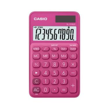 Imagem de Calculadora de Bolso CASIO SL-310UC Rosa 10 Dígitos Visor Grande Solar