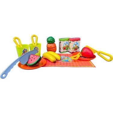 Imagem de Kit de Brinquedo Crec-Crec Salada de Frutas com Utensílios Plásticos Seguros Big Star Brinquedos