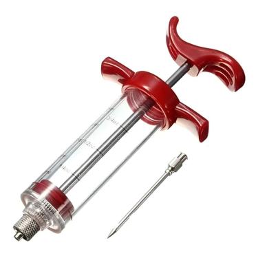 Imagem de Seringa Injetora de Temperos Profissional Acrílico e Aço Inox 30ML para Carnes e Aves Transparente Novo Século