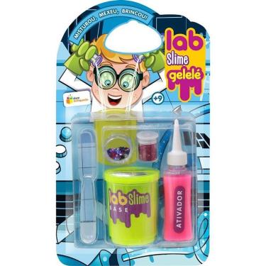 Imagem de Kit Lab Slime 115g Display com 08 Unidades Atóxico com Espátula Ativador Base e Glitter Doce Brinquedo