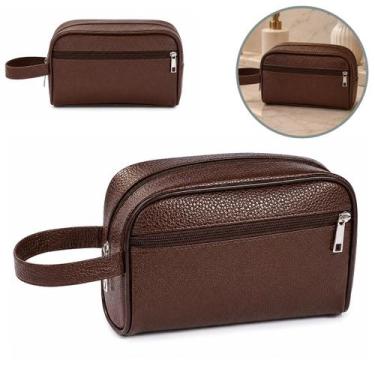 Imagem de Necessaire Masculina Viagem bolsa porta objeto Alça Premium Couro Resi
