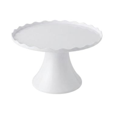 Imagem de Boleira Decorativa Com Pé Suporte Bolos Branco Plástico Resistente - R