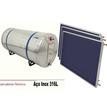 Imagem de Kit Aquecedor Solar Com Boiler 300 Litros Aço 316 Nível com 3 placas 1x1m em cobre