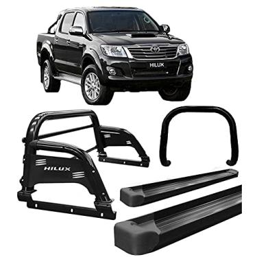 Imagem de Kit quebra mato+Estribo Plat +Santo Ant H3 Hilux Preto 05/15