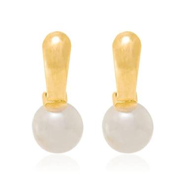 Imagem de Brinco Rommanel Banhado Ouro Base Com Pérola Pendurada 522093