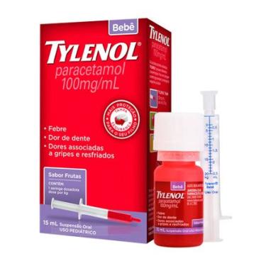 Imagem de Tylenol Bebê 100mg Suspensão Oral Sabor Frutas 15mL Tylenol