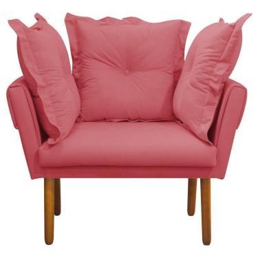 Imagem de Poltrona Londres Suede Rose Pés Palito Castanho D´rossi