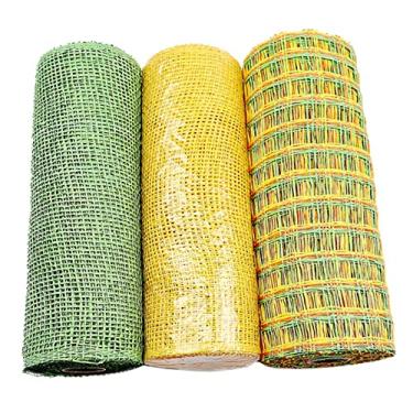 Imagem de harayaa 3 rolos de malha de poliéster 25 cm x 5yd cada rolo listras sólidas para grinaldas decoração de Halloween, decoração de feriados, cestas de presente