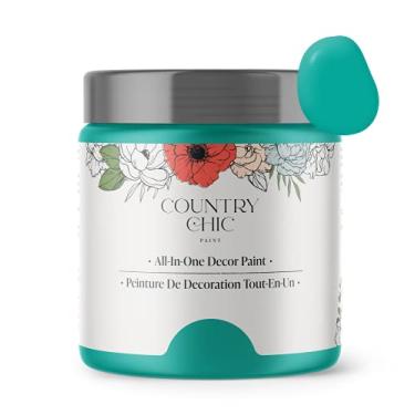 Imagem de Country Chic Paint - Tinta multifuncional estilo giz para móveis, decoração doméstica, armários, artesanato, ecológica, preparação de superfície mínima, tinta fosca para múltiplas superfícies - Whoop-de-do [azul-petróleo brilhante] - (118 g)