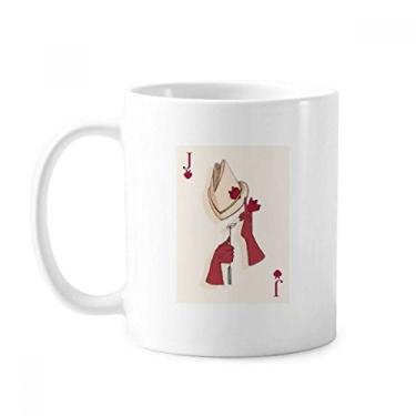 Imagem de Baralho de cartas coração padrão J caneca cerâmica xícara de café porcelana louça