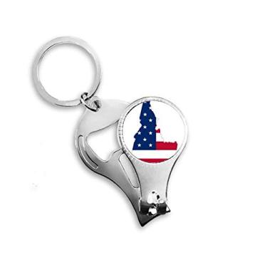 Imagem de Idaho America Map Stars Stripes Flag Nail Nipper Ring Chaveiro Abridor de Garrafas Cortador