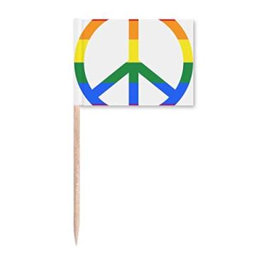 Imagem de Rainbow Gay Anti Guerra LGBT Palito de Dente Bandeira Marcador Topper Decoração de Festa