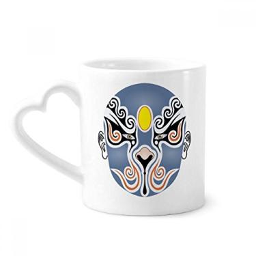 Imagem de Peking Opera Head Caneca Baizitu colorida café cerâmica copo de coração de vidro