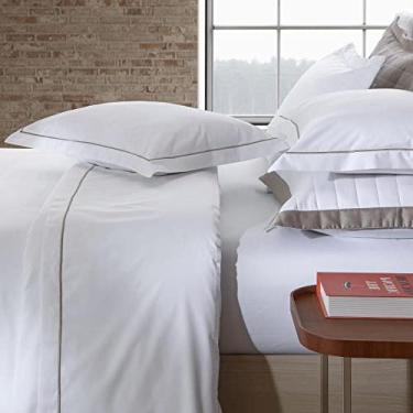 Imagem de Jogo Cama Solteiro Kacyumara 200 Fios 03 Peças Festonê Branco com Fend