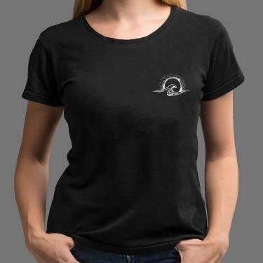 Imagem de Camiseta Feminina Onda Paisagem Sol de algoao blusa preta long look