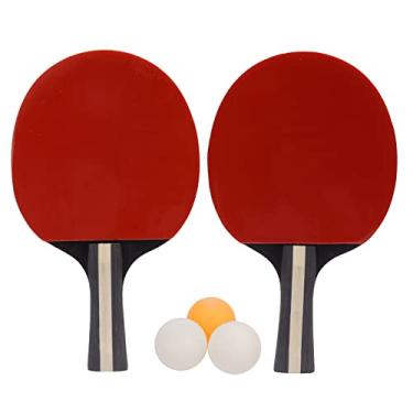 Imagem de Raquete e Bola de Tênis de Mesa, Conjunto de Bolas de Pingue-pongue, Borracha de Madeira, Aderência Confortável, Flexibilidade (Preto)