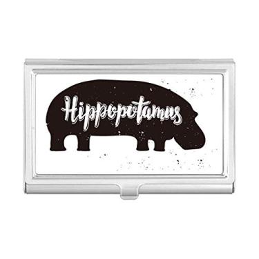 Imagem de Hippopotamus Carteira de bolso para cartões de visita em preto e branco