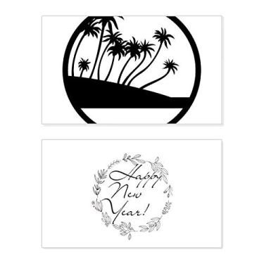 Imagem de Planta de Coqueiro Preto Festa de Ano Novo Praia Cartão de felicitações Mensagem de Abençoamento Presente