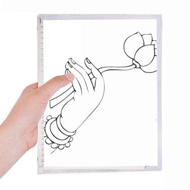 Imagem de Caderno Culture Lotus com estampa de desenho de linha manual de folhas soltas diário recarregável