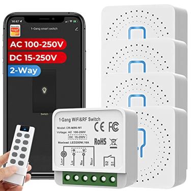 Imagem de 16A Mini Interruptor inteligente Wifi -- Estatísticas de consumo de energia -- Módulo Automação Inteligente diy suporta 2 vias de controle, suporta controlo remoto RF433, suporta Fonte de alimentação AC e DC, Compatvel com Alexa. (5 PCS)