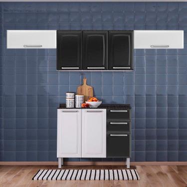 Imagem de Cozinha Itatiaia Luce com Armários Aéreos e Balcão 2 Gavetas 8 Portas Preto / Branco