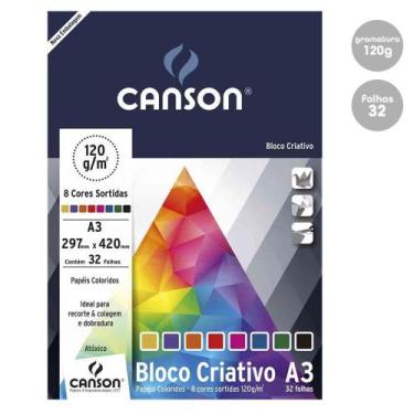 Imagem de Bloco Colorido Criativo Cards A3 32Fl Canson