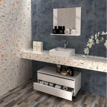 Imagem de Gabinete Rodizio para Banheiro com Espelheira 80cm Branco