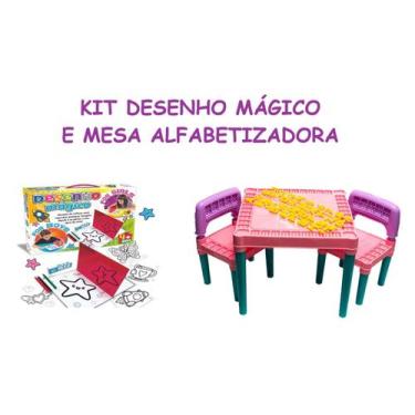Imagem de Kit Desenho Mágico Com Espelho E Mesinha Rosa Infantil - Big Star E Tr