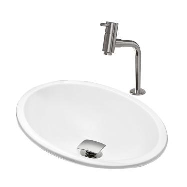 Imagem de Cuba Pia Banheiro Sophia Torneira Dl05 Valvula Inox Click Branco