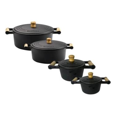 Imagem de Conjunto De Panelas Indução Ferro Fundido Com Tampa Oferta - Preto