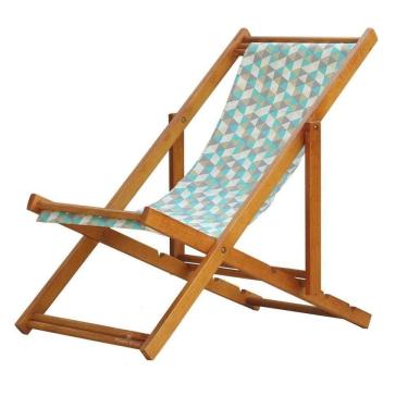 Imagem de Espreguiçadeira Preguiçosa Dobrável sem Braço Envernizada Triângulo Azul