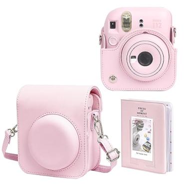 Imagem de WOGOZAN Capa protetora para câmera instantânea Fujifilm Instax Mini 12 - com orifícios sensíveis à luz, ajuste de lente inferior direita, especialmente projetada para câmera Mini 12 (rosa flor)