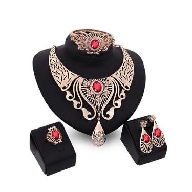 Imagem de Holibanna colar brincos pulseira anel senhora brincos para noiva pulseiras de diamantes para mulheres argolas colares joia de casamento para mulher colar brinco pulseira europeu e americano