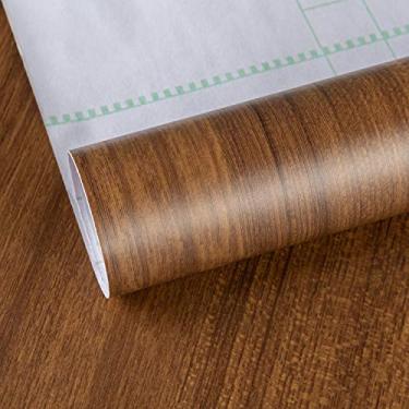 Imagem de Papel de parede de grão de madeira marrom papel de contato de madeira de nogueira sintética autoadesivo de madeira para móveis, papel de parede à prova d'água, balcão, bancada, vinil, papel decorativo
