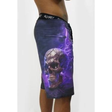 Imagem de Bermuda Água Alkary Caveira Raios Roxa-Masculino