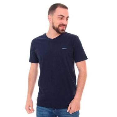 Imagem de Camiseta Calvin Klein Jeans Masculina Gola V Light Square Azul Marinho-Masculino