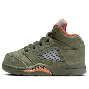 Imagem de Tênis infantil Air Jordan 5 Retro 'Olive' Army Olive/Solar Orange (440890 308) TD, Verde oliva/laranja solar, 8 Toddler