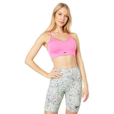 Imagem de Reebok Sutiã esportivo feminino com costas triplas, suporte leve