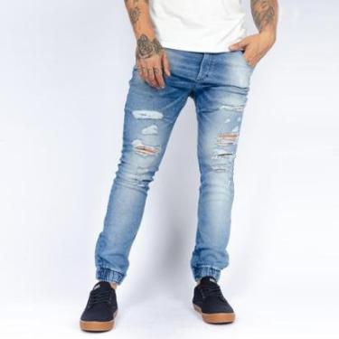 Imagem de Calça Jeans Rock e Soda Masculina Destroyed Barra Elástico-Masculino