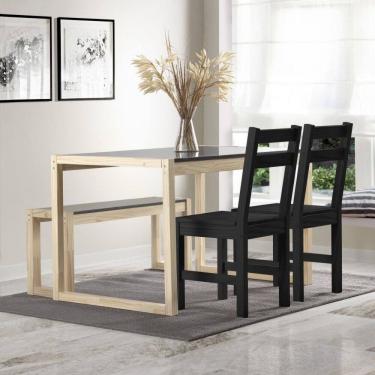 Imagem de Mesa de Jantar 2 Cadeiras e 1 Bancos Madeira Maciça CabeCasa MadeiraMadeira Mesa de Jantar 2 Cadeiras e 1 Bancos Madeira Maciça Guará MadeiraMadeira