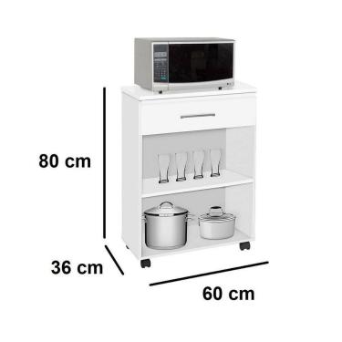 Imagem de Balcão Para Micro-Ondas Branco Preto - Liz - 2 Portas