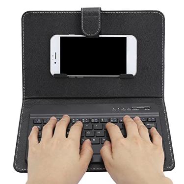 Imagem de Teclado Espanhol, Teclado, Sem Fio Com Capa de Couro para Celular de 4,5 a 6,8 Polegadas para Espanhol