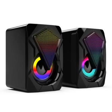 Imagem de Caixinha Gamer USB Som Potente Luzez LED RGB Pc Notebook  - knup
