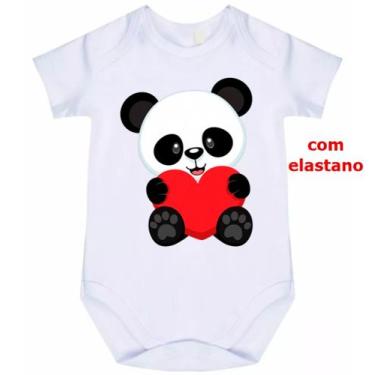 Imagem de body bebê panda coração cód 1178 - nick aloha, Branco, M