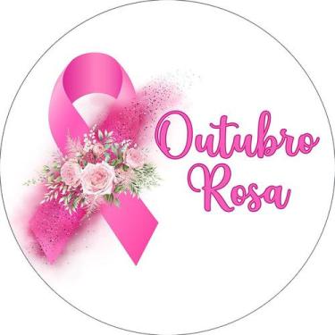 Imagem de Painel De Festa Redondo 1,50x1,50 - Outubro Rosa Laço com Buquê 017 - 