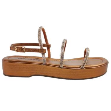 Imagem de Sandália Feminina Papete Social Casual Dia a Dia Flatform com Strass Via Marte 182-005