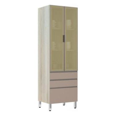 Imagem de Paneleiro 70Cm Vidro Bronze Luci Legno Crema Com Connect - LUCIANE