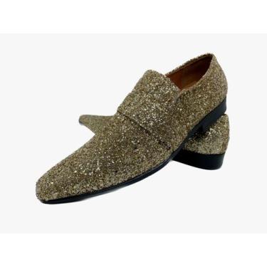 Imagem de Sapato Masculino Italiano Em Couro Dourado Glitter Ref: D723 - ART SAP